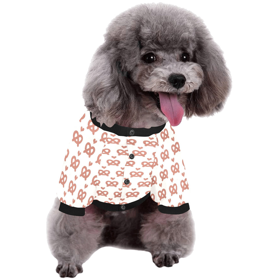 Pretzels Pattern Print Design 01 All Over Print Pet Dog Round Neck Fuzzy Shirt