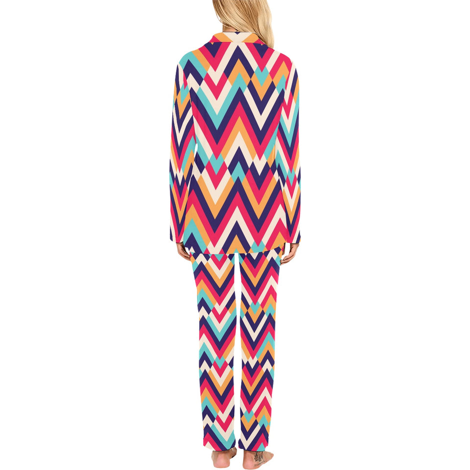 Zigzag Chevron Pattern Background Women's Long Pajama Set