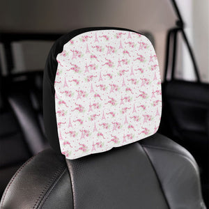 Eiffel Tower Pink Theme Pattern Print Design 05 Car Headrest Cover