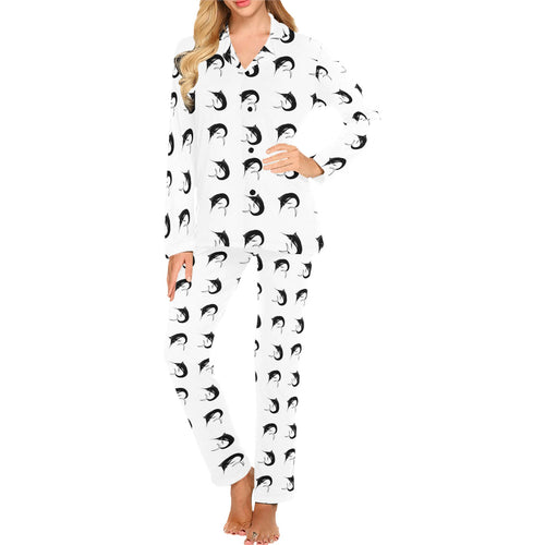 Swordfish Pattern Print Design 01 Women's Long Pajama Set