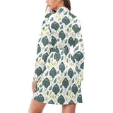 Stingray Pattern Print Design 03 Women's Long Sleeve Belted Night Robe