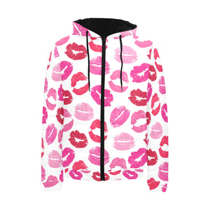 Lips Pattern Print Design 05 Men's Padded Hooded Jacket(ModelH42)