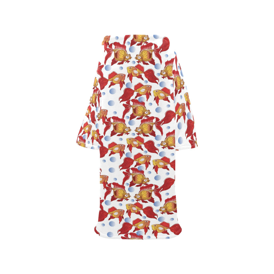 Goldfish Pattern Print Design 02 Blanket Robe with Sleeves