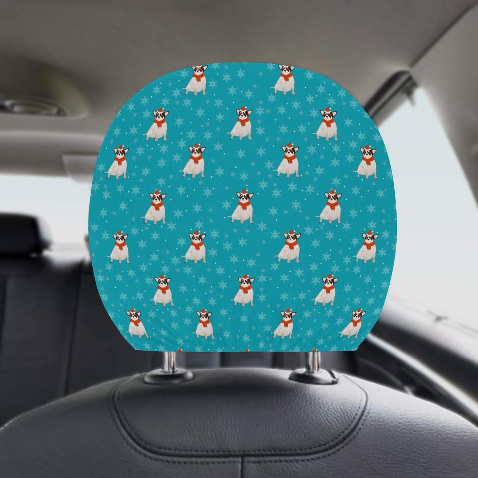 Fat Chihuahua Christmas Pattern Car Headrest Cover