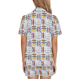 Surfboard Pattern Print Design 02 Women's V-Neck Short Pajama Set