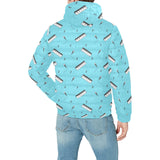 Piano Pattern Print Design 01 Men's Padded Hooded Jacket(ModelH42)