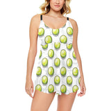 Tennis Pattern Print Design 05 Chest Sexy Pleated Two Piece Swim Dress