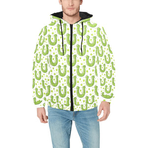 Horseshoes Pattern Print Design 02 Men's Padded Hooded Jacket(ModelH42)