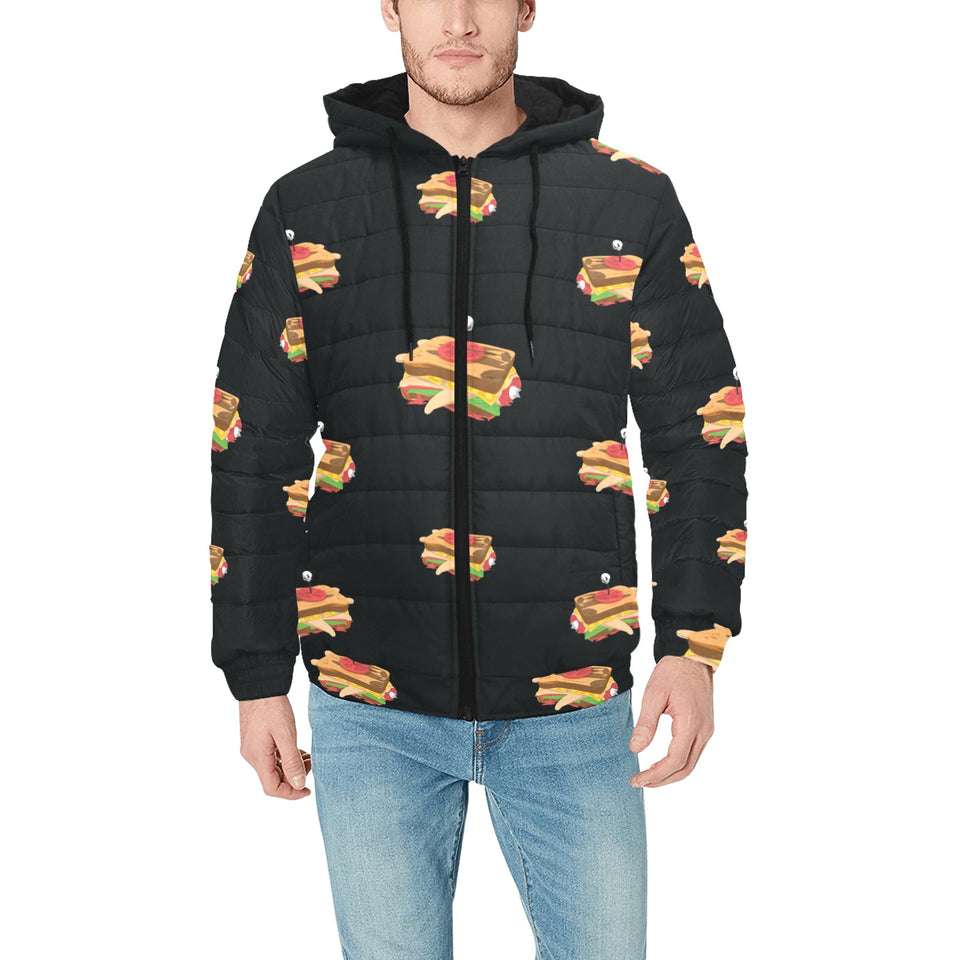 Sandwich Pattern Print Design 03 Men's Padded Hooded Jacket(ModelH42)