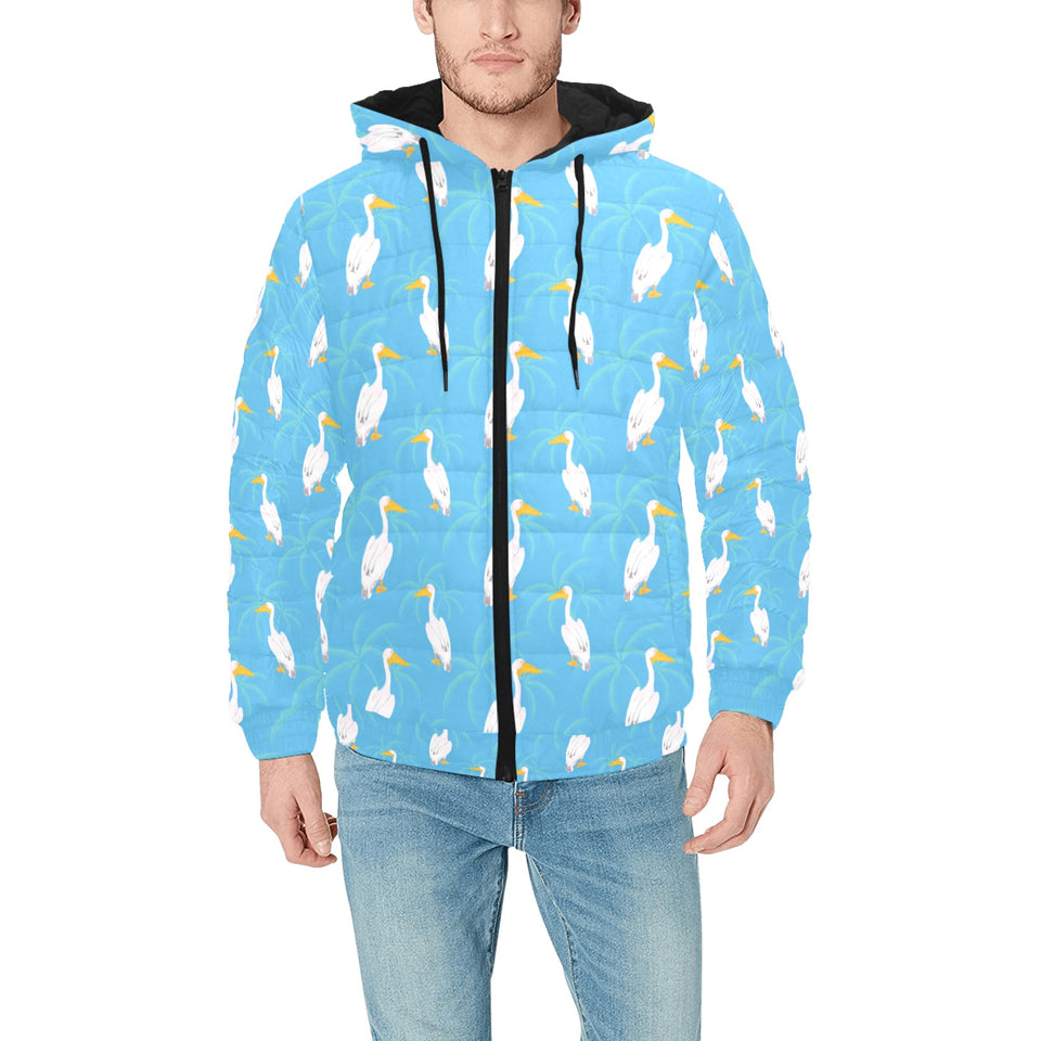 Pelican Pattern Print Design 02 Men's Padded Hooded Jacket(ModelH42)