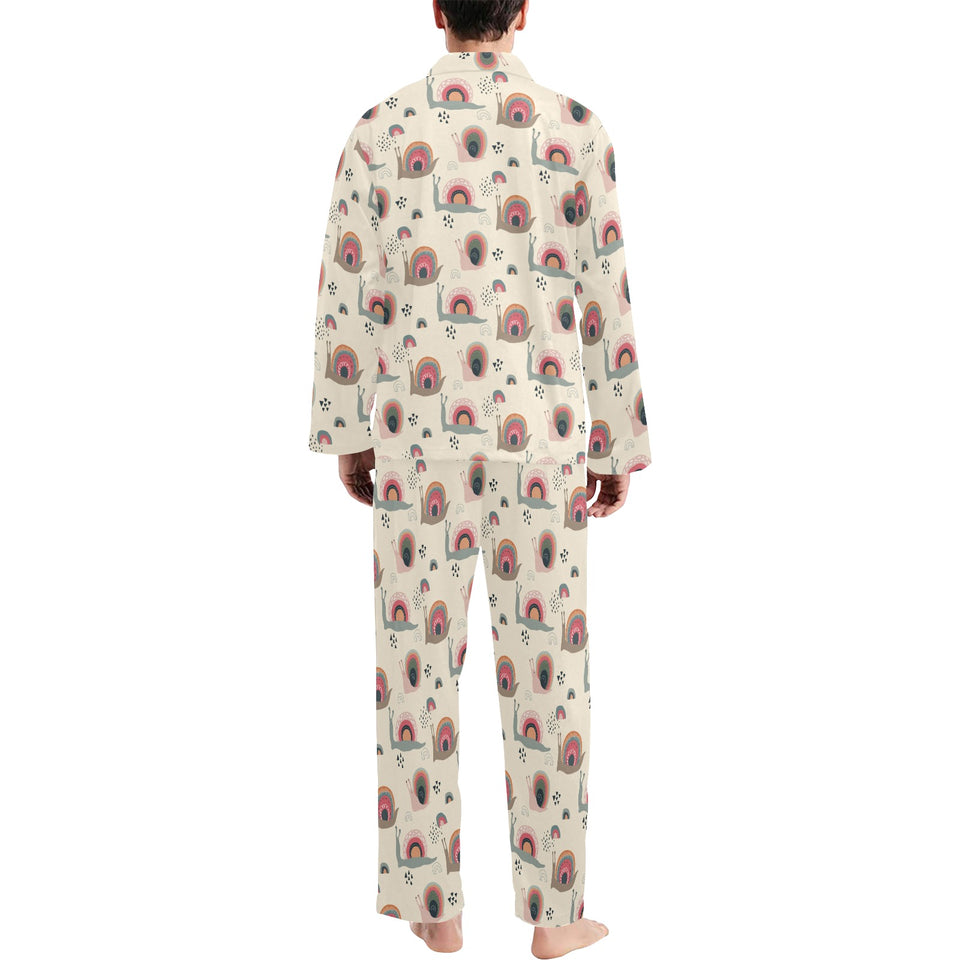 Snail Pattern Print Design 04 Men's Long Pajama Set