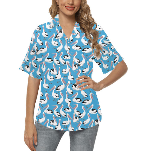 Pelican Pattern Print Design 04 Women's All Over Print Hawaiian Shirt