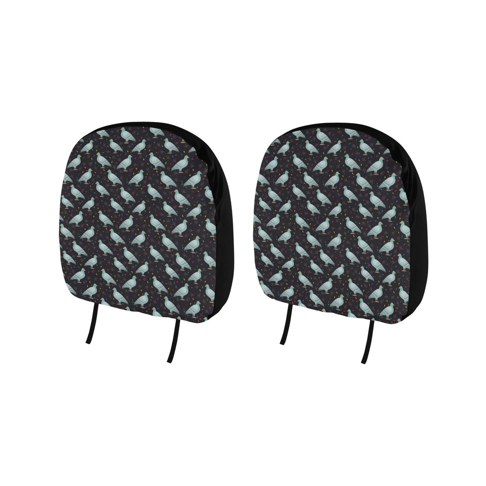 Pigeon Pattern Print Design 01 Car Headrest Cover