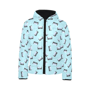 Piano Pattern Print Design 05 Kids' Boys' Girls' Padded Hooded Jacket