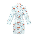 Swordfish Pattern Print Design 03 Women's Long Sleeve Belted Night Robe