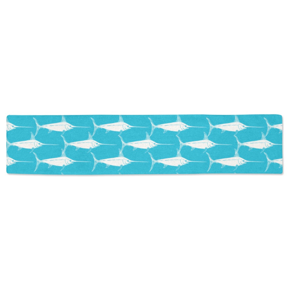 Swordfish Pattern Print Design 02 Table Runner