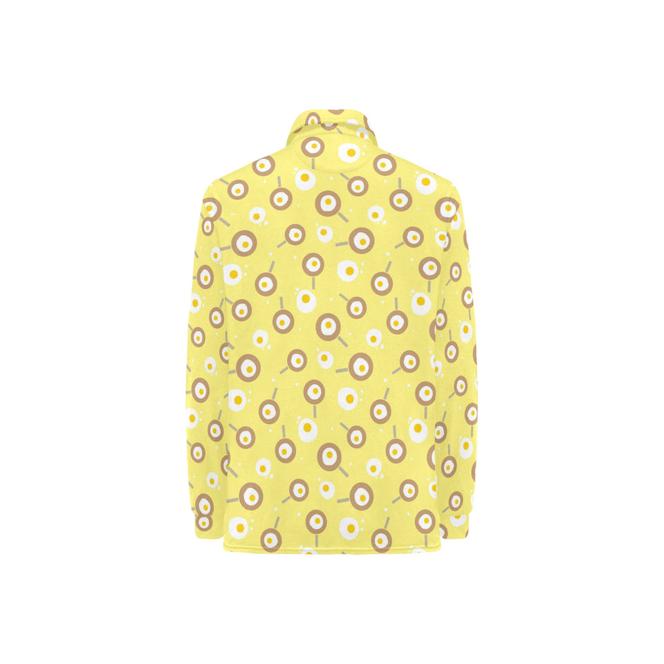 Fried Eggs Pattern Print Design 03 Women's Long Sleeve Polo Shirt