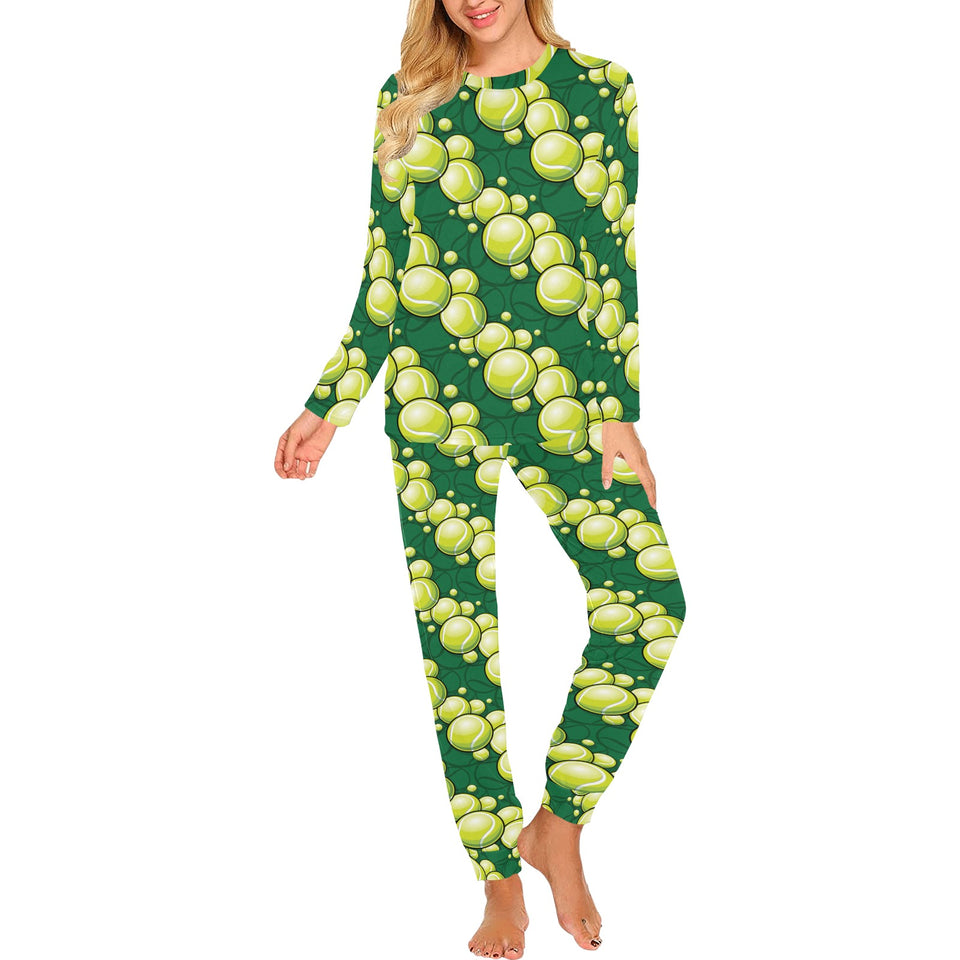 Tennis Pattern Print Design 04 Women's All Over Print Pajama Set