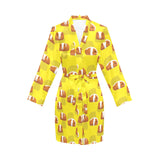 Guinea Pig Pattern Print Design 05 Women's Long Sleeve Belted Night Robe