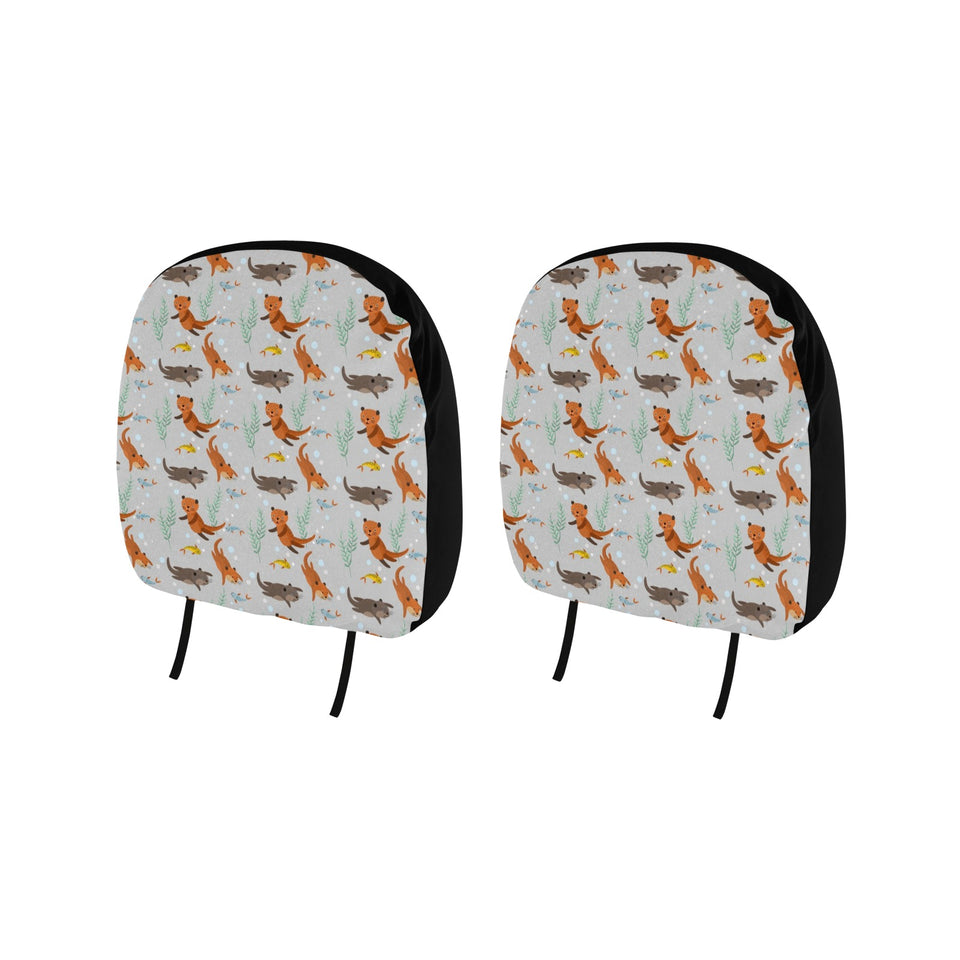 Swimming Fish Otter Pattern Car Headrest Cover