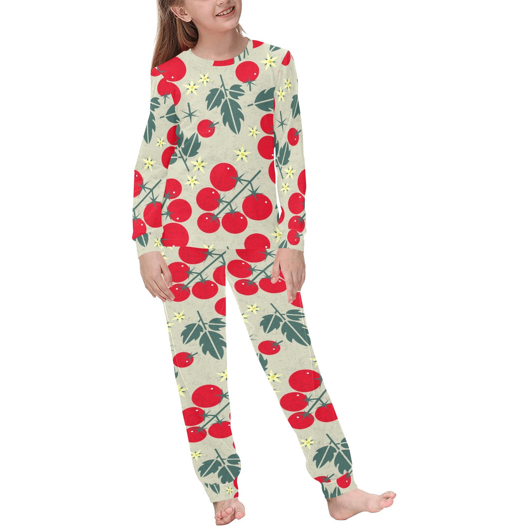 Hand Drawn Tomato Pattern Kids' Boys' Girls' All Over Print Pajama Set