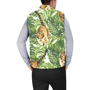 Bengal Tiger Pattern leaves Men's Padded Vest