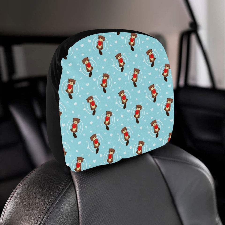 Otter Heart Pattern Car Headrest Cover