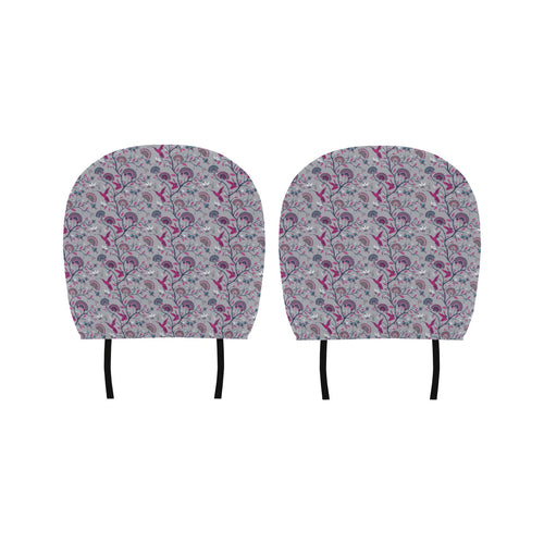 Hummingbird Pattern Print Design 04 Car Headrest Cover