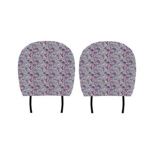 Hummingbird Pattern Print Design 04 Car Headrest Cover