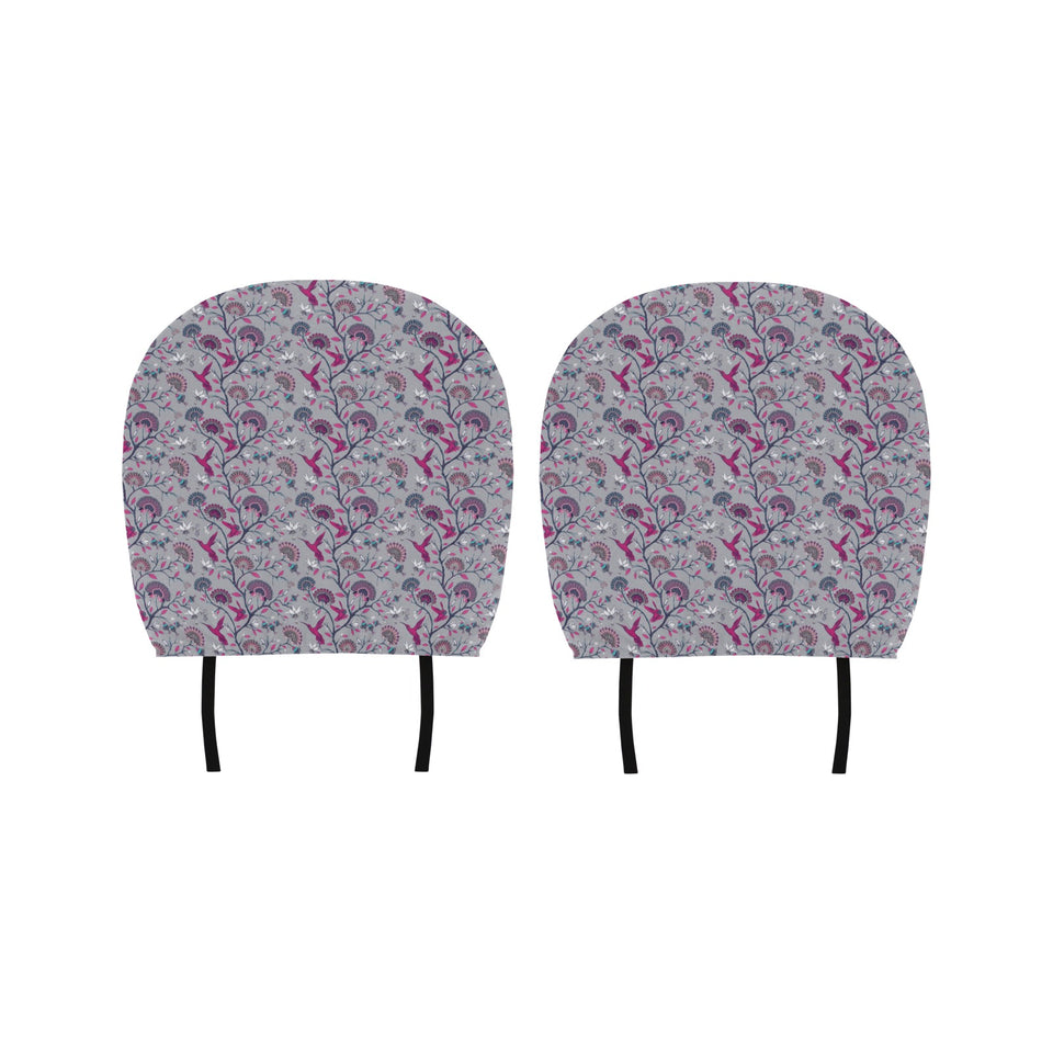 Hummingbird Pattern Print Design 04 Car Headrest Cover