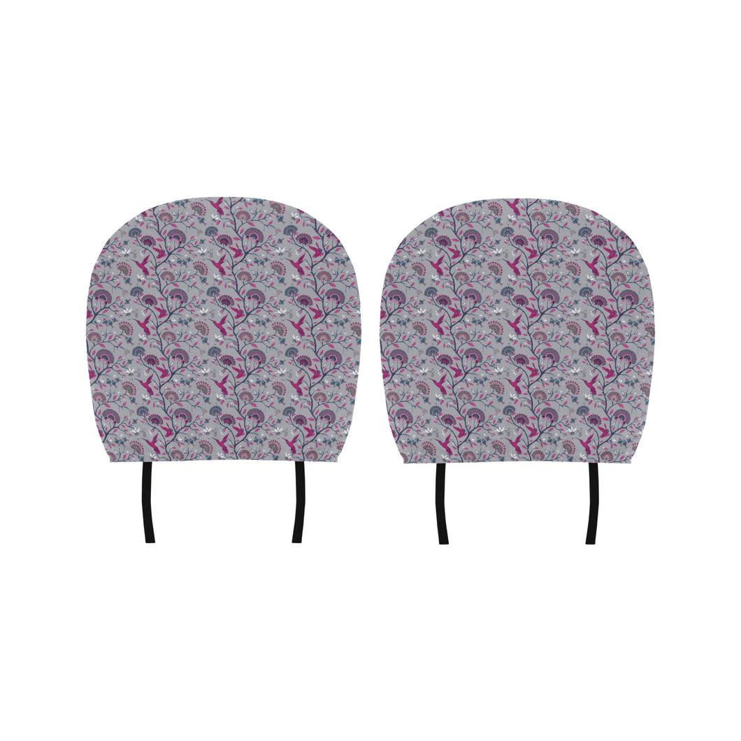 Hummingbird Pattern Print Design 04 Car Headrest Cover