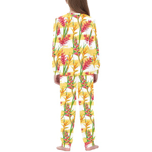 Heliconia Pattern Kids' Boys' Girls' All Over Print Pajama Set