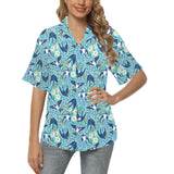 Swallow Pattern Print Design 05 Women's All Over Print Hawaiian Shirt