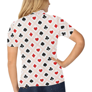 Casino Cards Suits Pattern Print Design 04 Women's All Over Print Polo Shirt