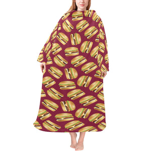 Hamburger Pattern Print Design 01 Blanket Robe with Sleeves