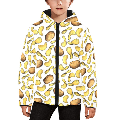 Potato Chips Pattern Print Design 01 Kids' Boys' Girls' Padded Hooded Jacket