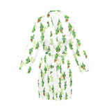 Green Peas Pattern Print Design 04 Women's Long Sleeve Belted Night Robe