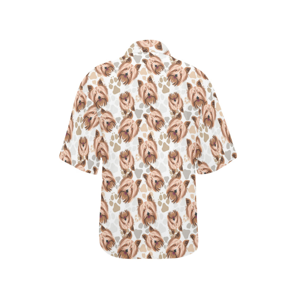 Yorkshire Terrier Pattern Print Design 04 Women's All Over Print Hawaiian Shirt