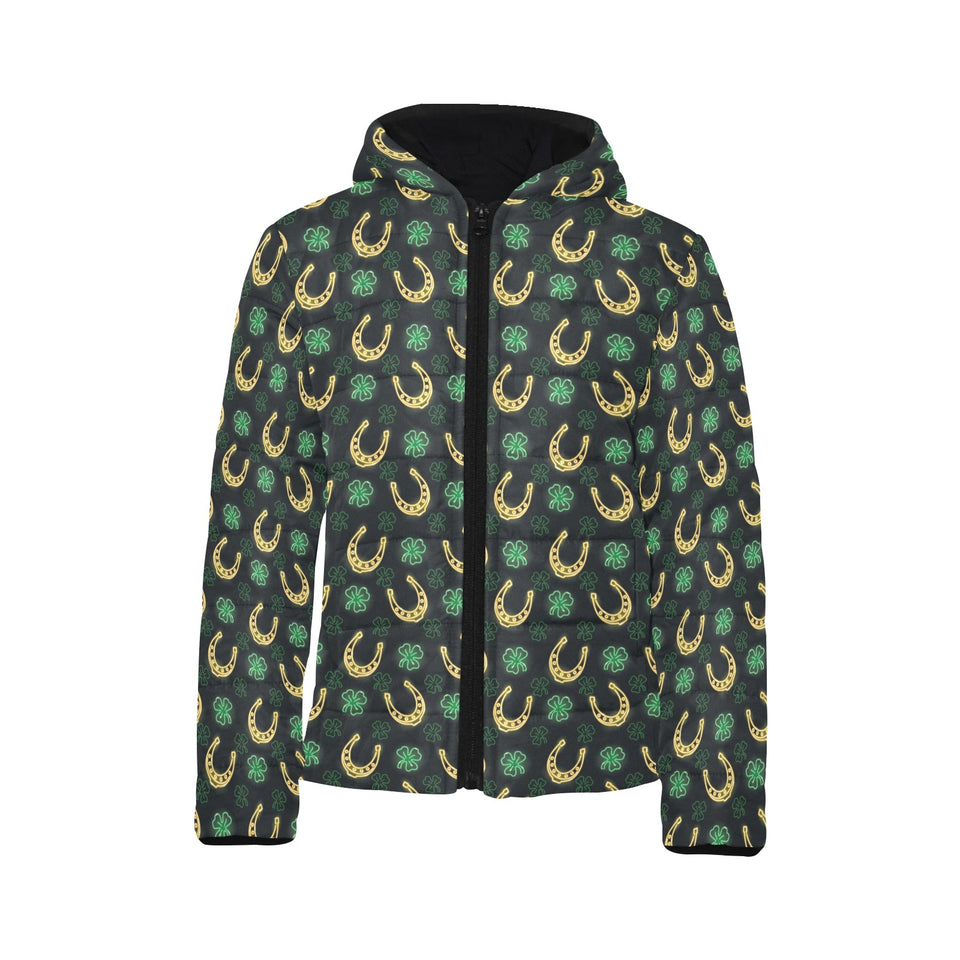 Horseshoes Pattern Print Design 04 Kids' Boys' Girls' Padded Hooded Jacket