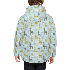 Giraffe Pattern Print Design 03 Kids' Boys' Girls' Padded Hooded Jacket