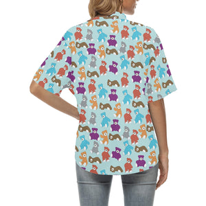 Teddy Bear Pattern Print Design 03 Women's All Over Print Hawaiian Shirt