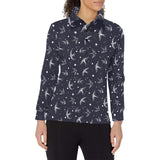 Swallow Pattern Print Design 02 Women's Long Sleeve Polo Shirt