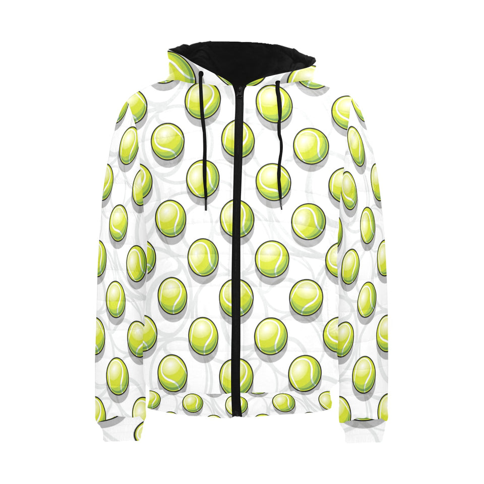 Tennis Pattern Print Design 05 Men's Padded Hooded Jacket(ModelH42)