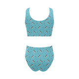 Piano Pattern Print Design 01 Chest Bowknot High Waisted Bikini Swimsuit