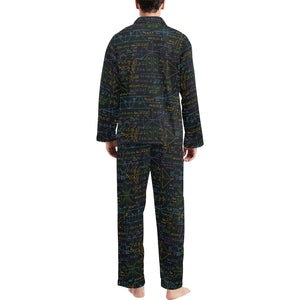 Math Pattern Print Design 01 Men's Long Pajama Set