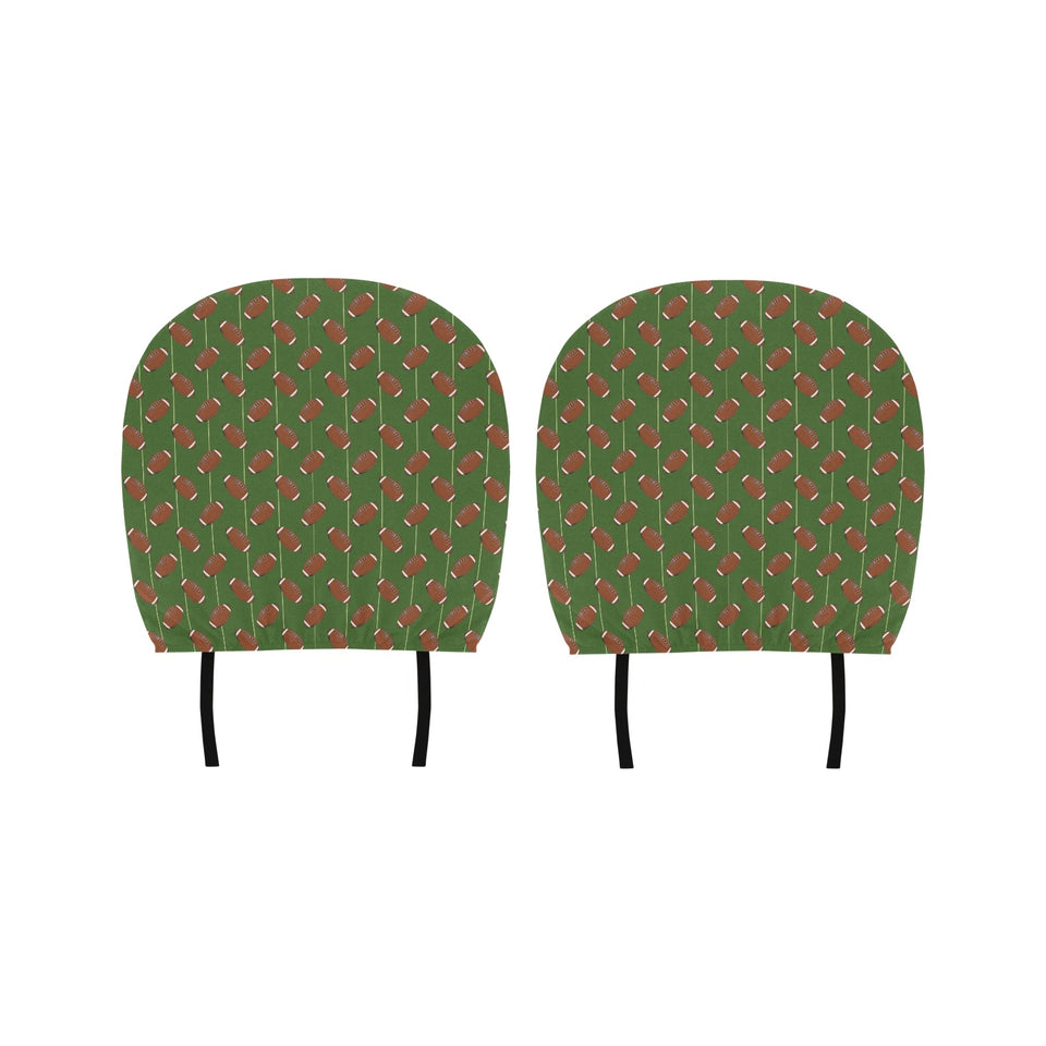 American Football Ball Pattern Green Background Car Headrest Cover