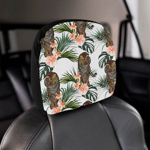 Bengal Tiger Hibicus Pattern Car Headrest Cover