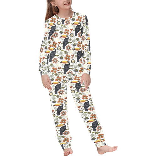 Toucan Flower Pattern Kids' Boys' Girls' All Over Print Pajama Set