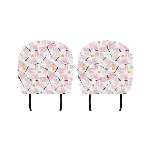 Pink Dragonfly Pattern Car Headrest Cover