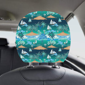 Sailboat Water Color Pattern Car Headrest Cover